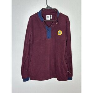 VTG Y2K Adidas Wander Hour Snap Fleece Men L Maroon/Blue 100% Recycled Pullover